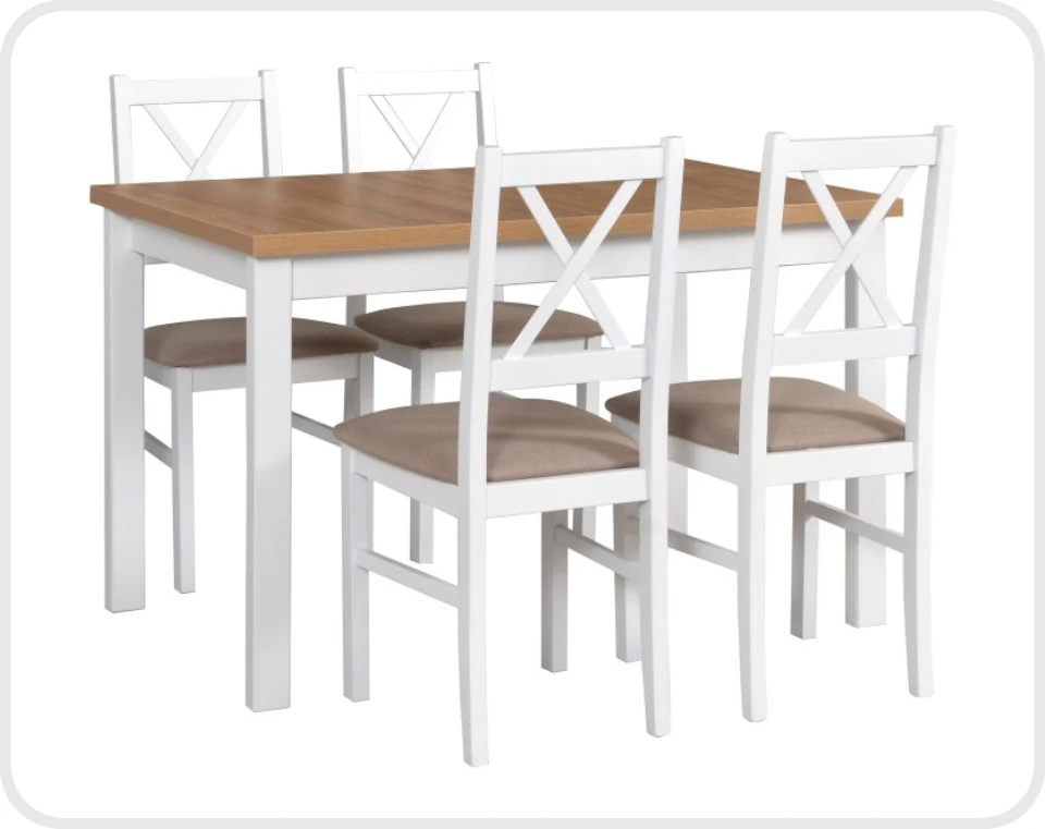 Tisch ALBA 1 + Stühle NILO 10